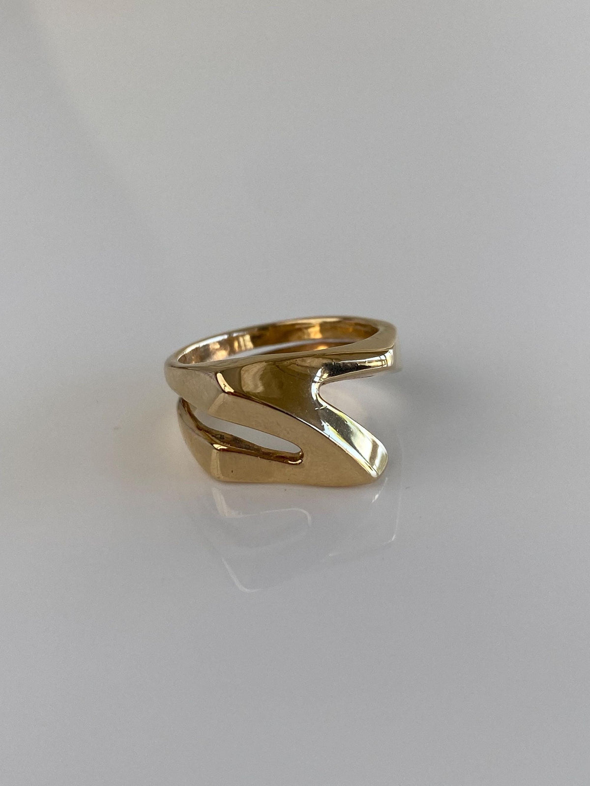 Vintage Solid 14k Yellow Gold Abstract Ring - Size 5.75