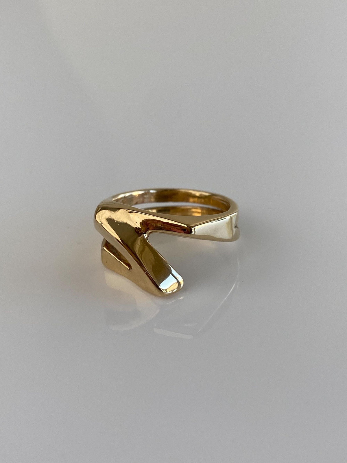 Vintage Solid 14k Yellow Gold Abstract Ring - Size 5.75