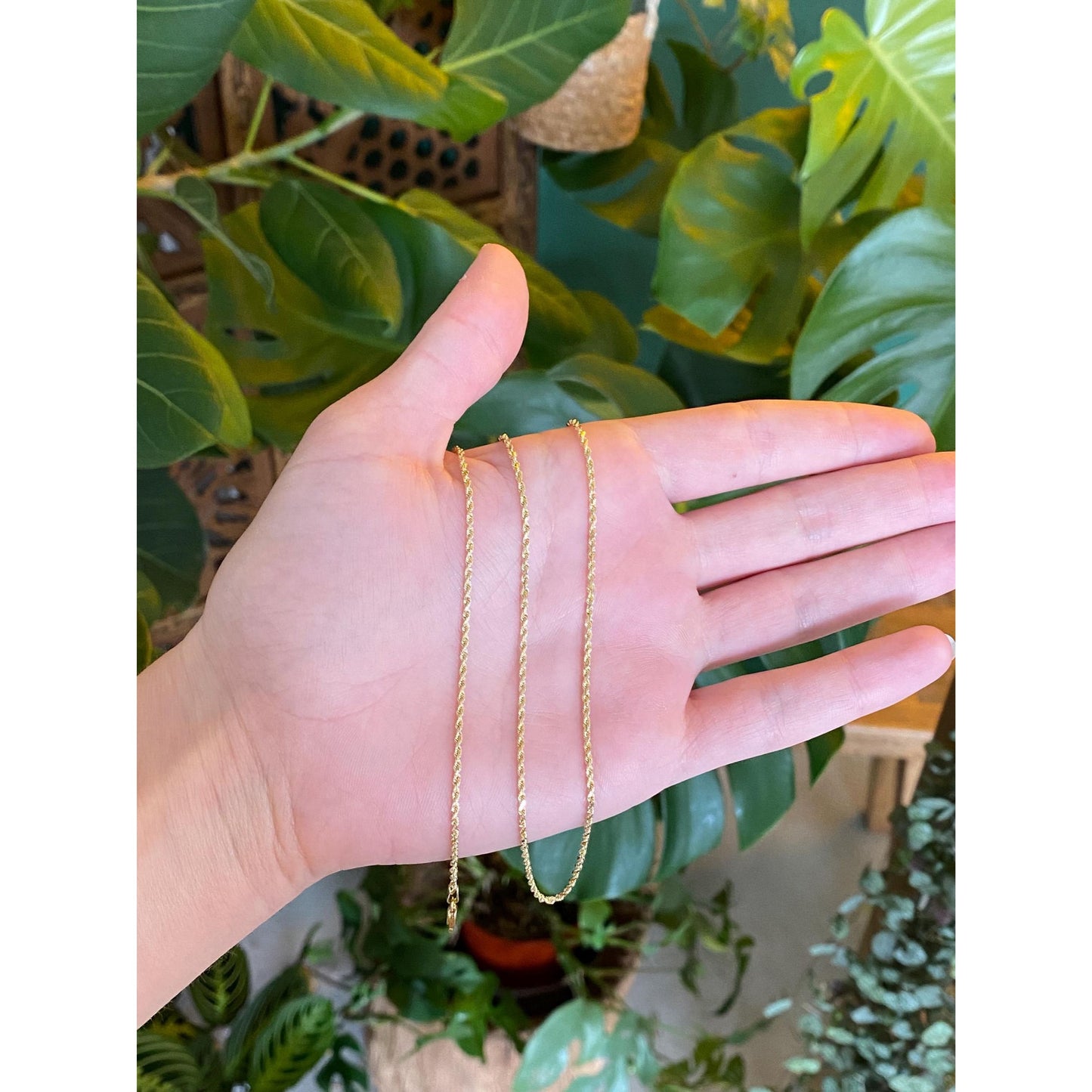 Vintage Solid 10k Yellow Gold Dainty Rope Chain Necklace - 18 inches