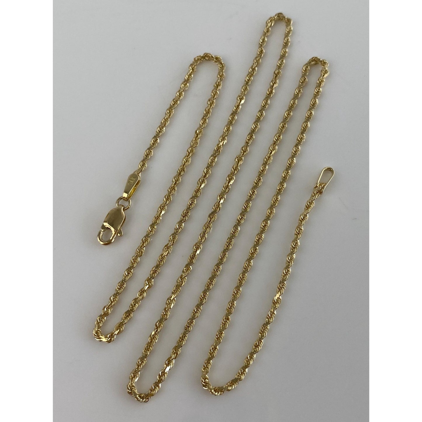 Vintage Solid 10k Yellow Gold Dainty Rope Chain Necklace - 18 inches