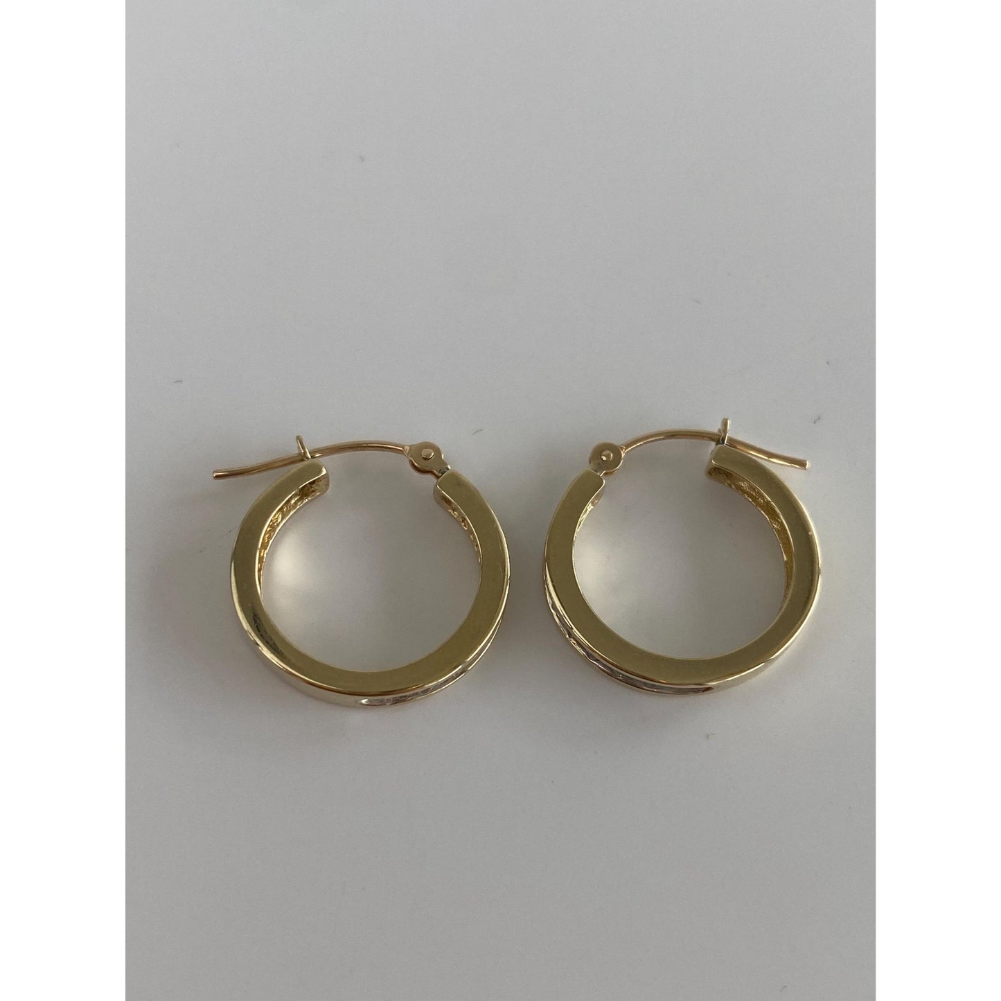 Vintage Solid 10k Yellow Gold Diamond Hoop Earrings