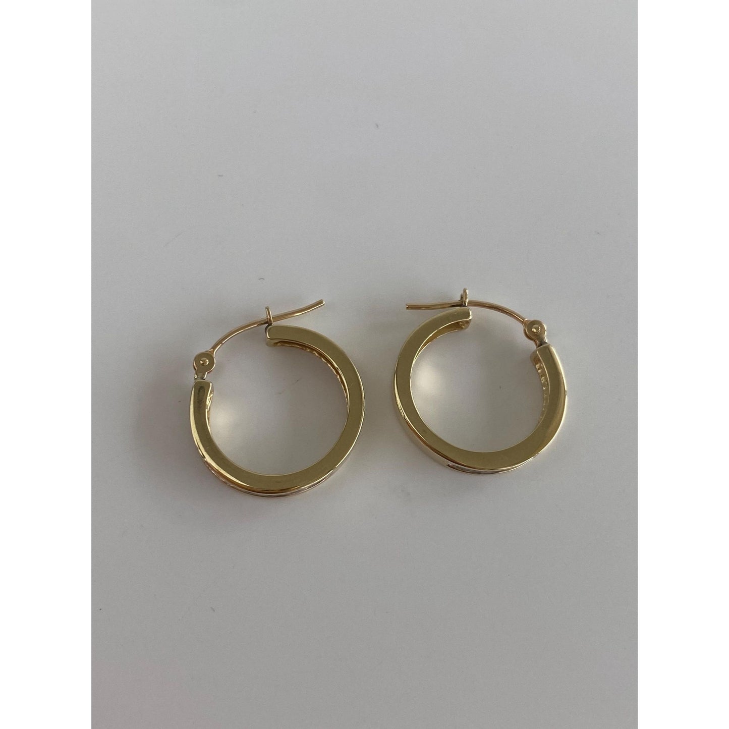 Vintage Solid 10k Yellow Gold Diamond Hoop Earrings