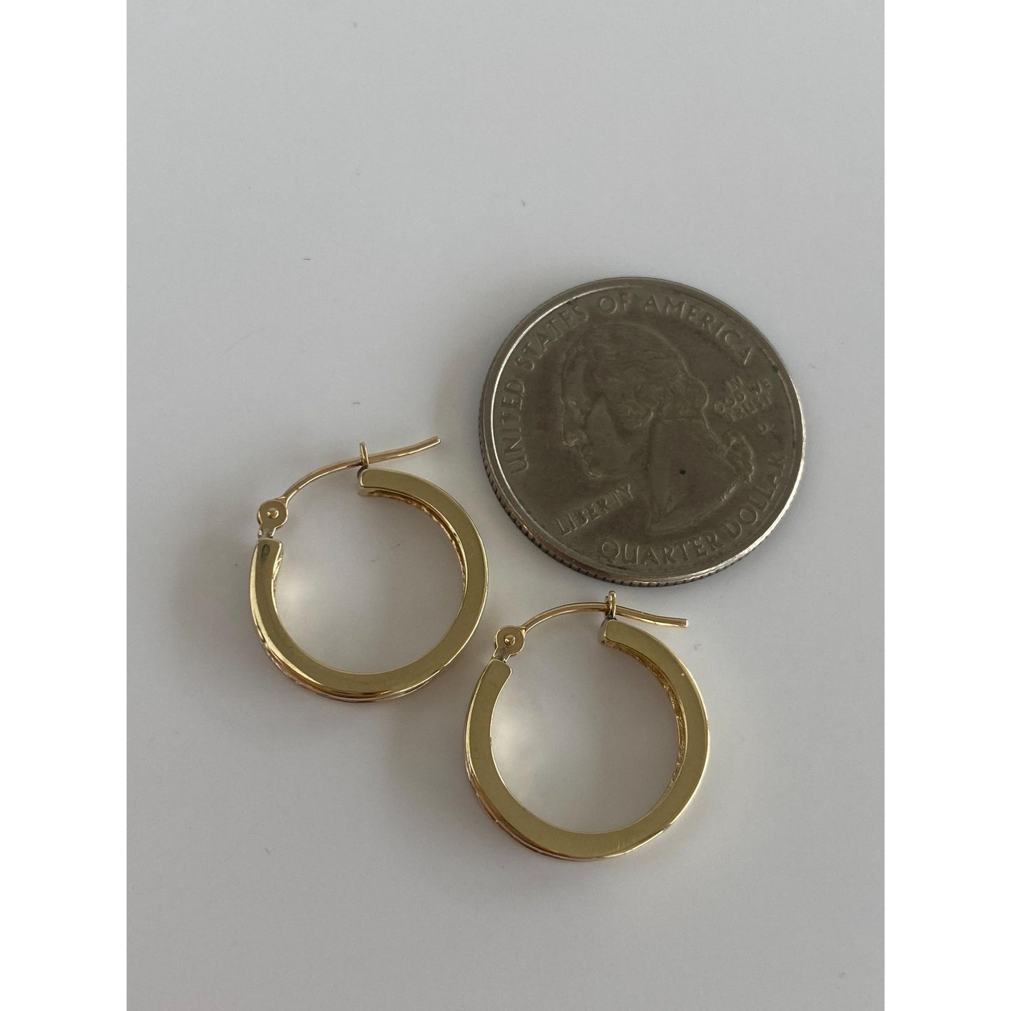 Vintage Solid 10k Yellow Gold Diamond Hoop Earrings