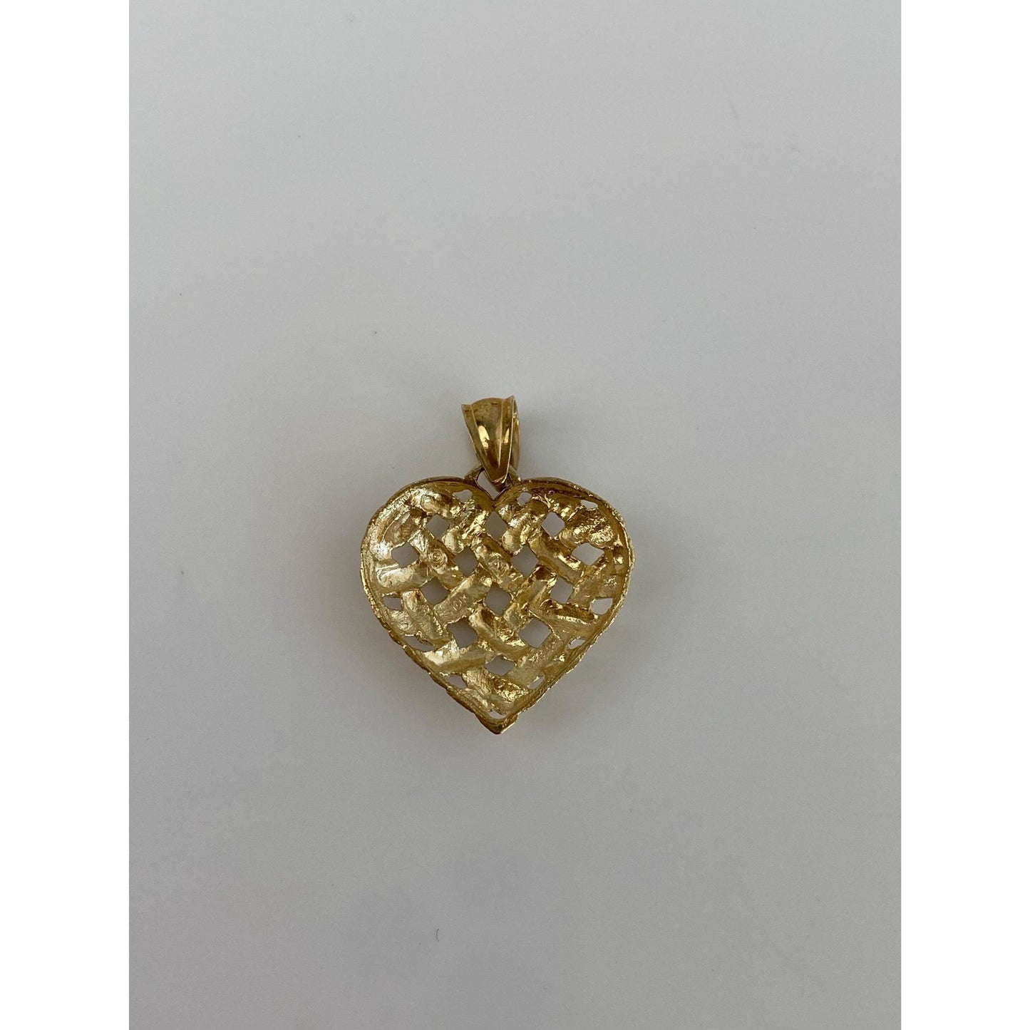 Solid 14k Yellow Gold Diamond Cut Heart Charm