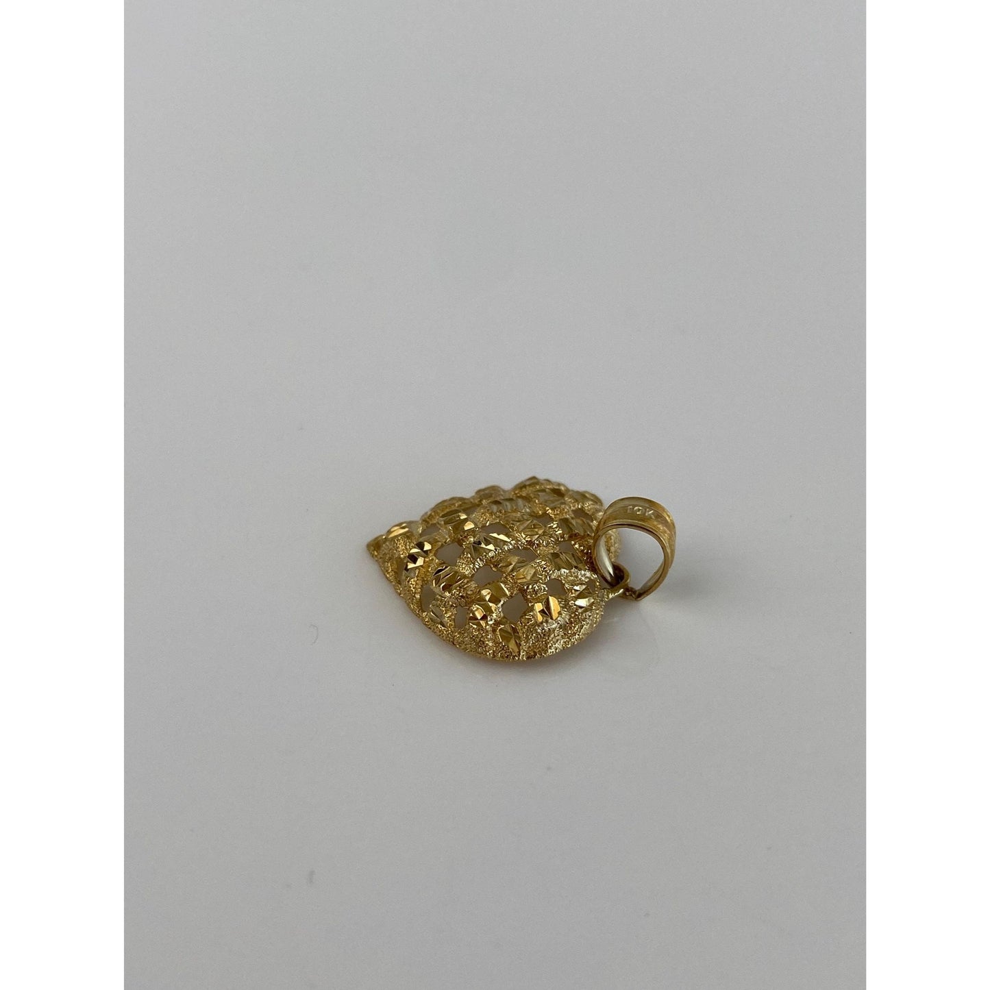Solid 14k Yellow Gold Diamond Cut Heart Charm