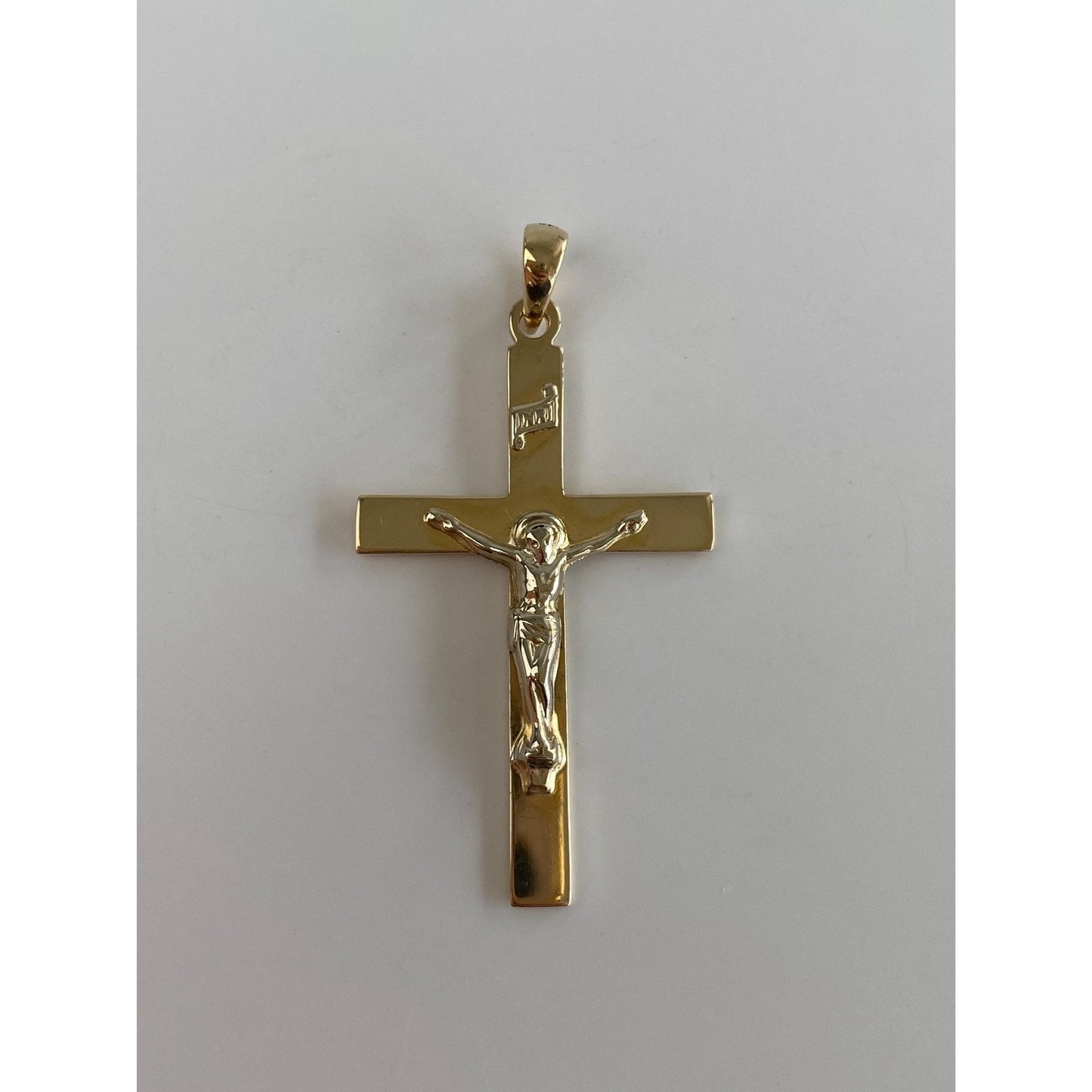 Vintage 14k White & Yellow Gold Crucifix Cross Charm