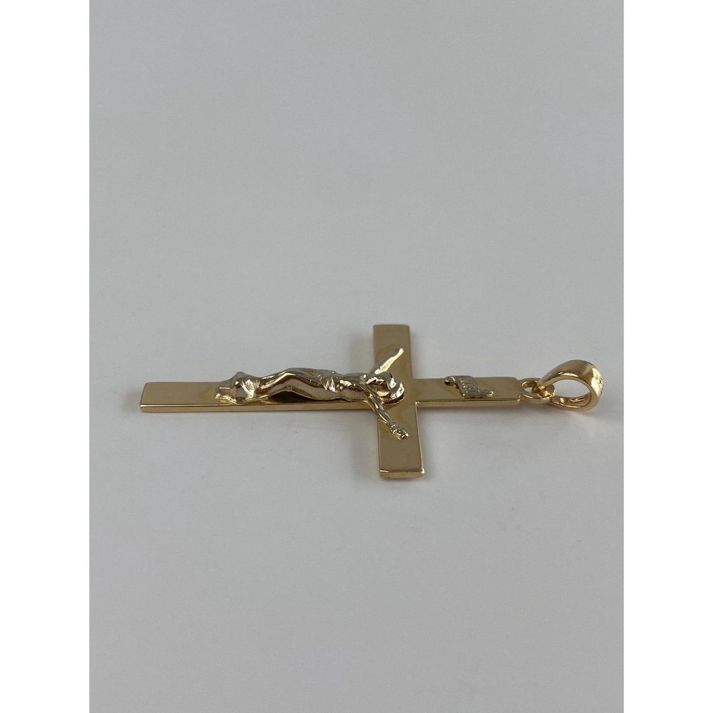 Vintage 14k White & Yellow Gold Crucifix Cross Charm