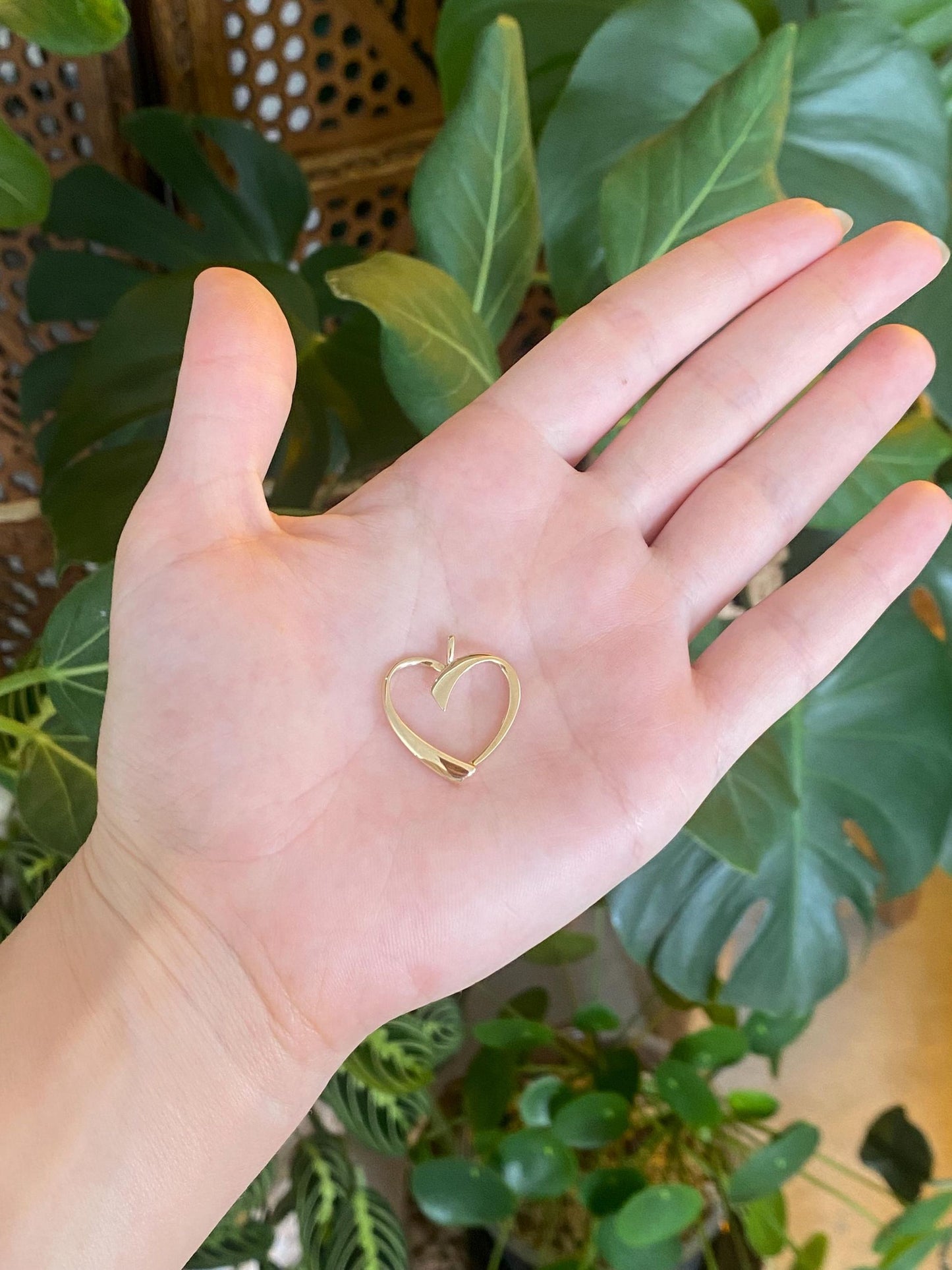 Vintage Solid 14k Yellow Gold Open Heart Charm