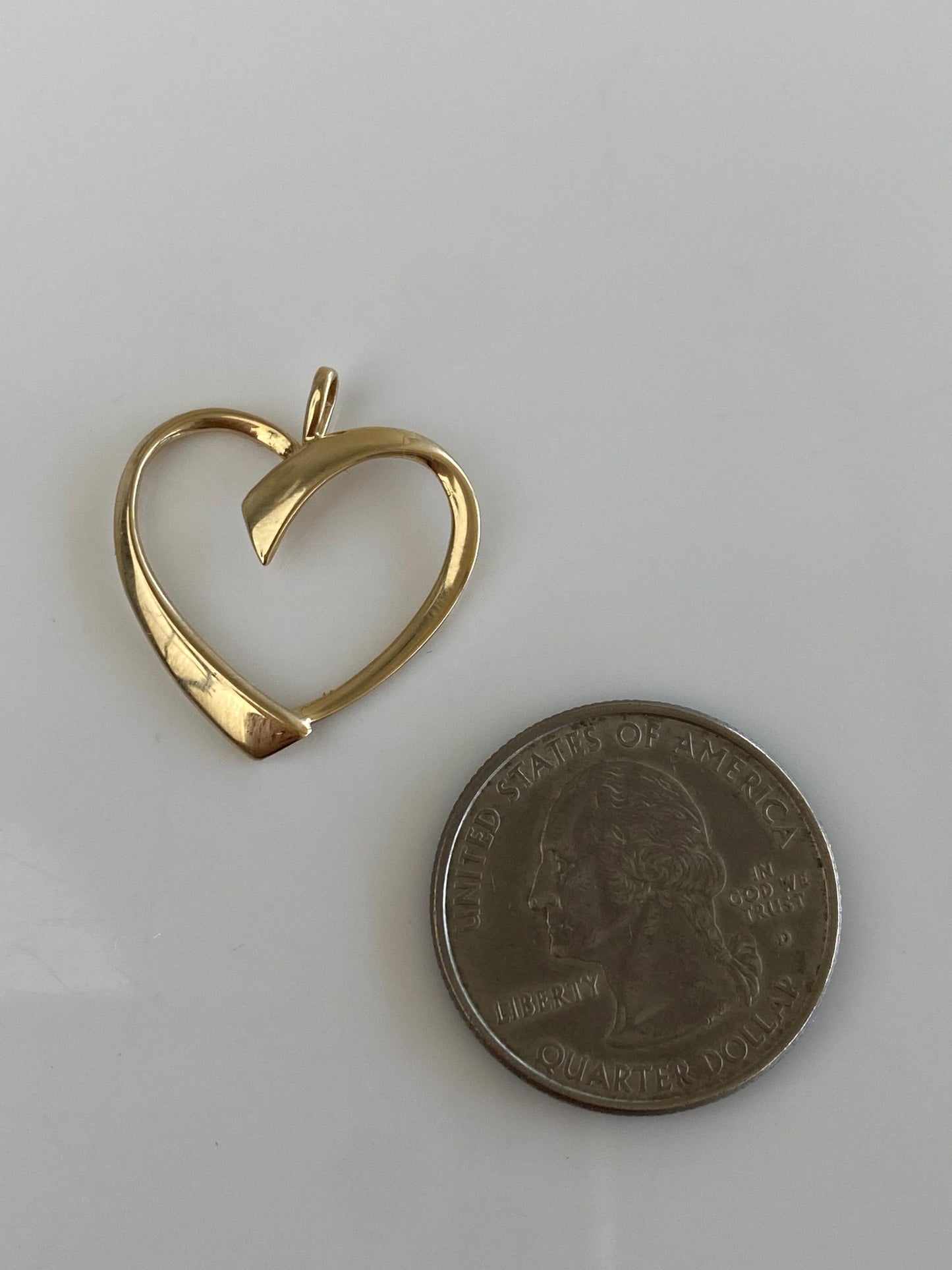 Vintage Solid 14k Yellow Gold Open Heart Charm