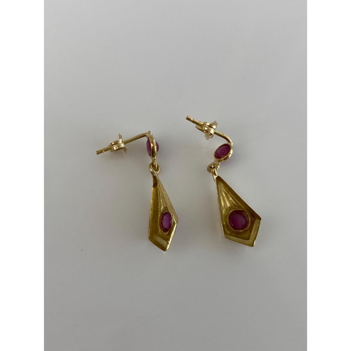 Solid 14k Yellow Gold Pink Spinel Dangle Stud Earrings