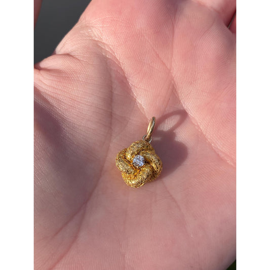 Vintage 14k Yellow Gold Diamond Knot Stick Pin Conversion Charm