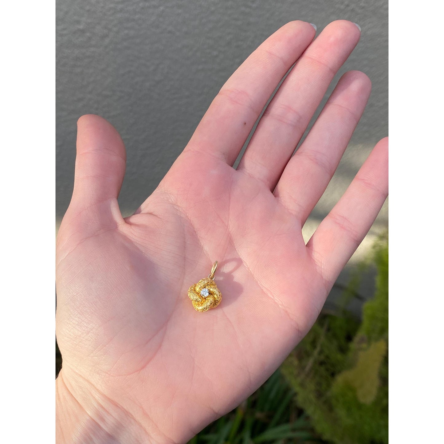 Vintage 14k Yellow Gold Diamond Knot Stick Pin Conversion Charm