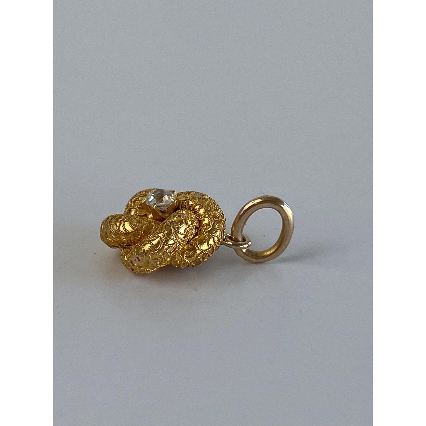 Vintage 14k Yellow Gold Diamond Knot Stick Pin Conversion Charm