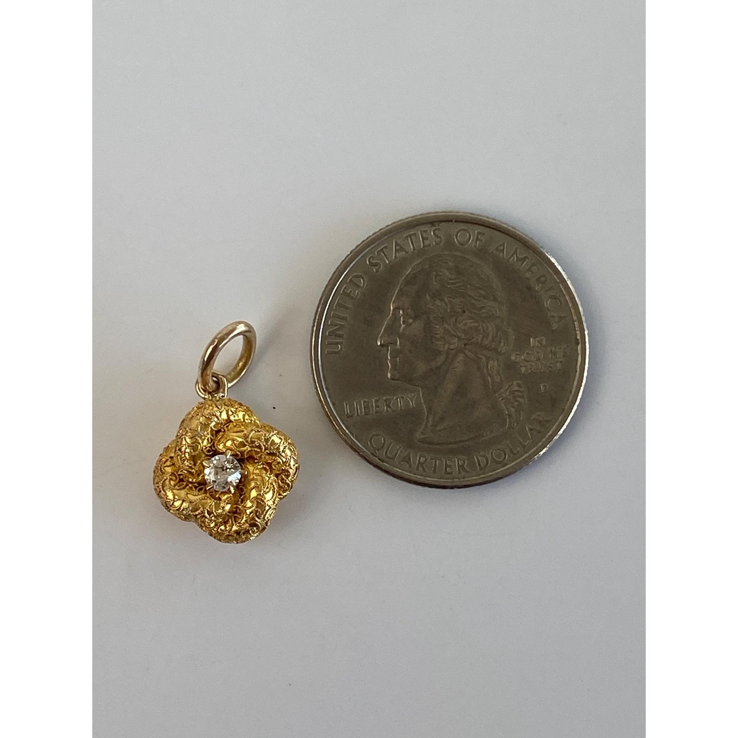 Vintage 14k Yellow Gold Diamond Knot Stick Pin Conversion Charm