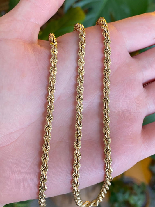 Vintage 14k Yellow Gold Rope Chain Necklace - 20 inches