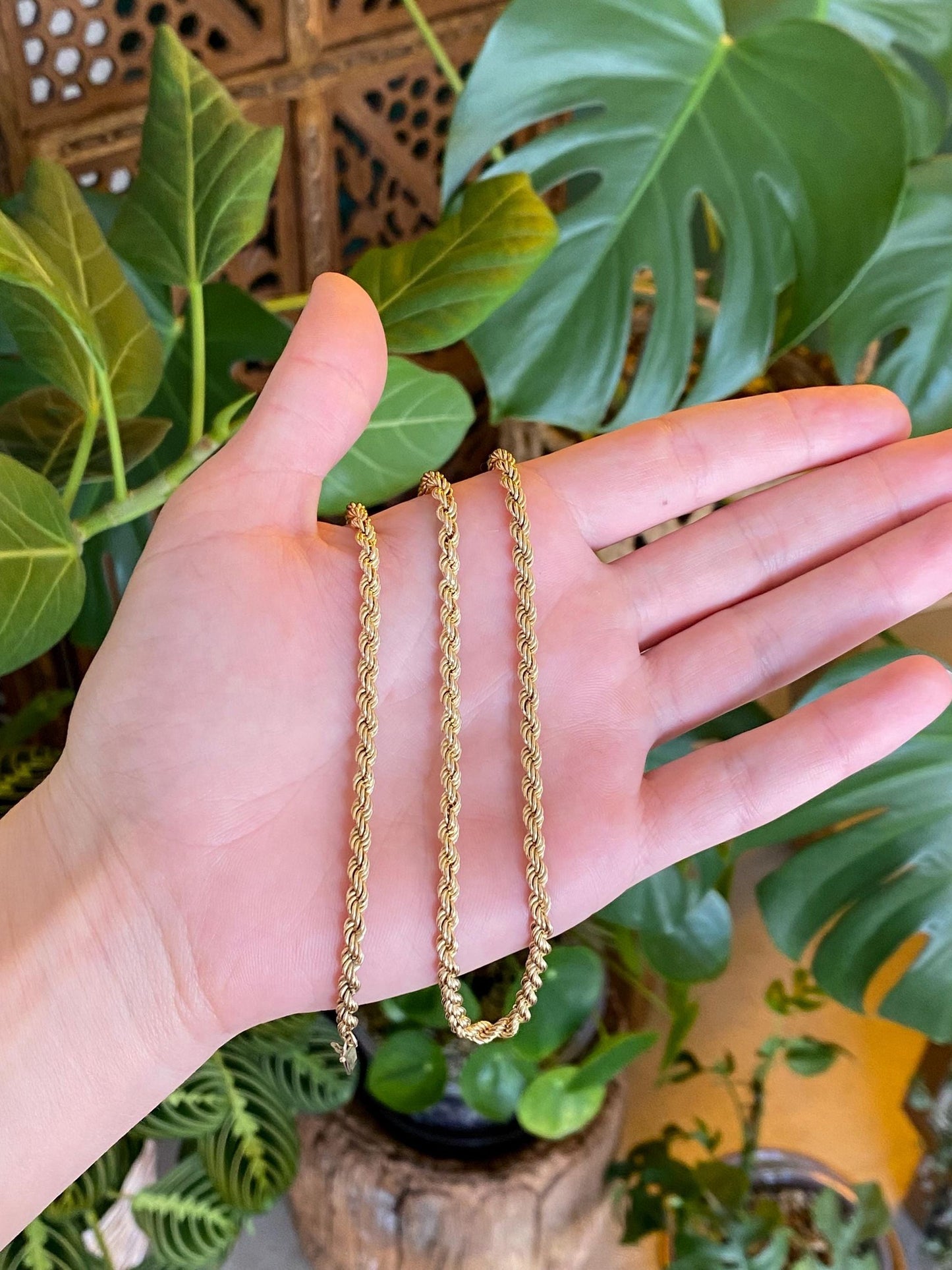 Vintage 14k Yellow Gold Rope Chain Necklace - 20 inches