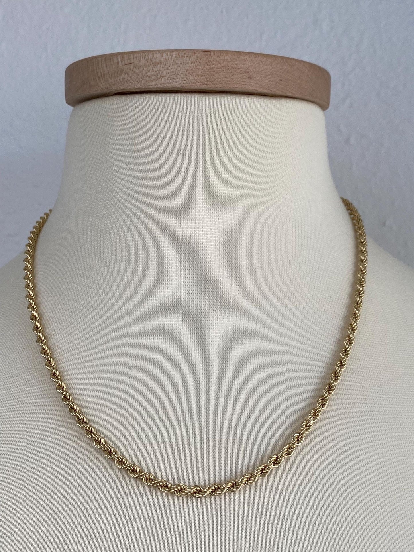 Vintage 14k Yellow Gold Rope Chain Necklace - 20 inches