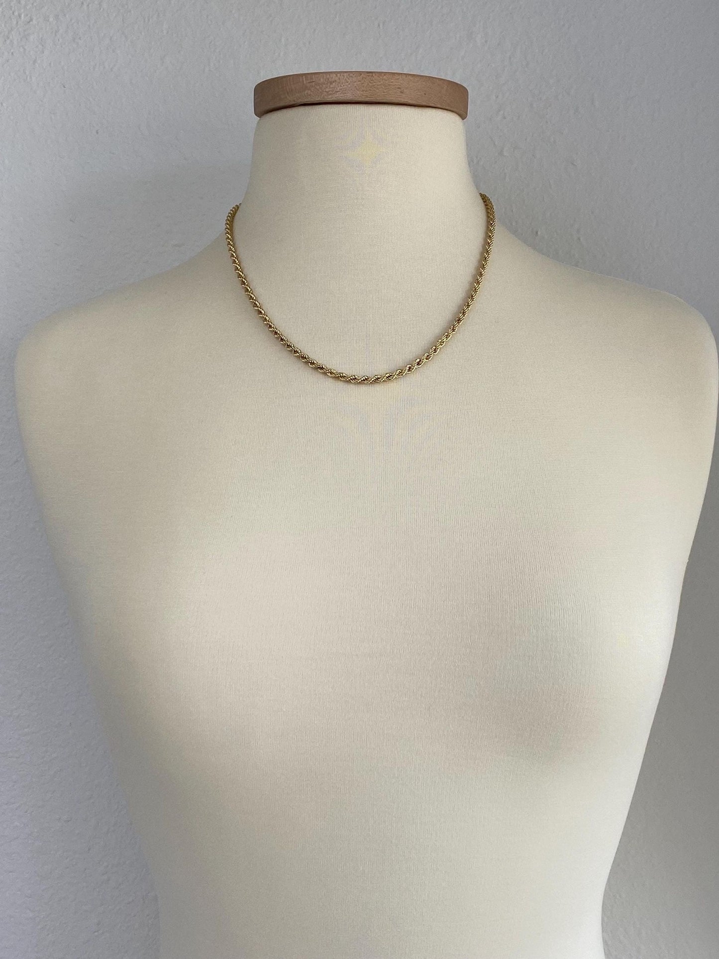 Vintage 14k Yellow Gold Rope Chain Necklace - 20 inches