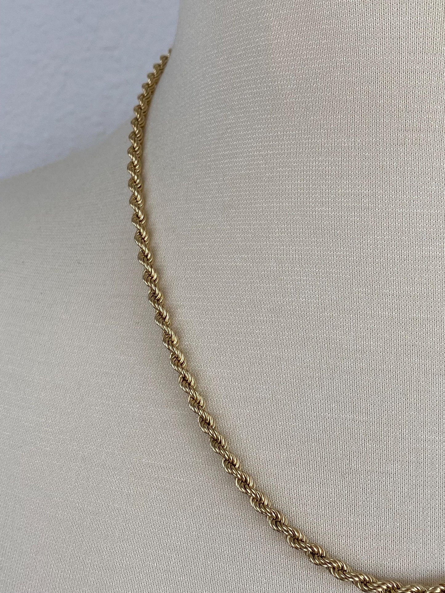 Vintage 14k Yellow Gold Rope Chain Necklace - 20 inches