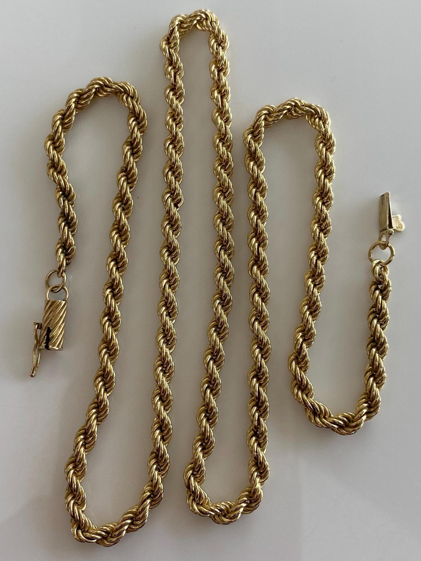 Vintage 14k Yellow Gold Rope Chain Necklace - 20 inches