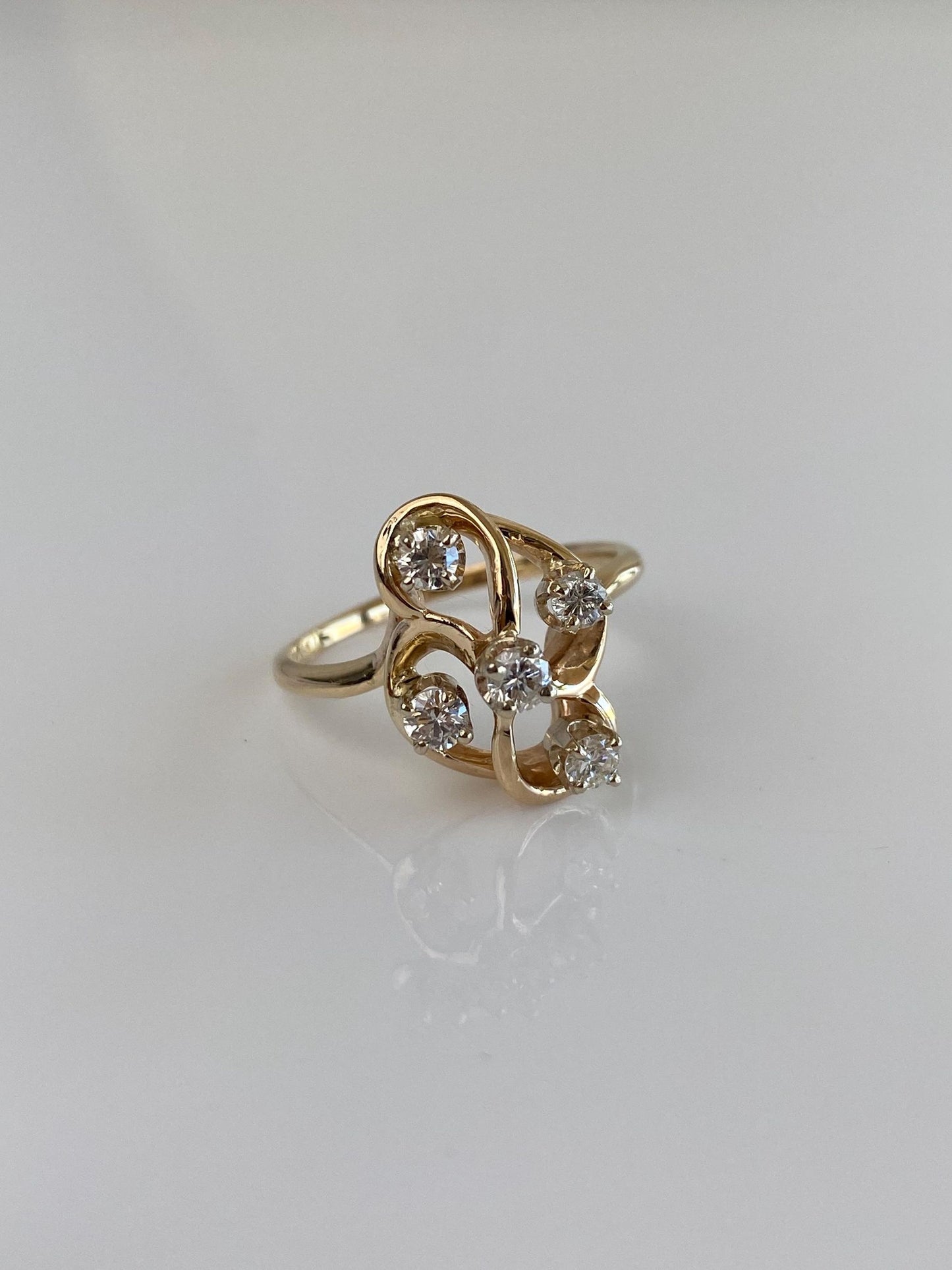 Vintage Solid 14k Yellow Gold Diamond Ring - Size 8.5
