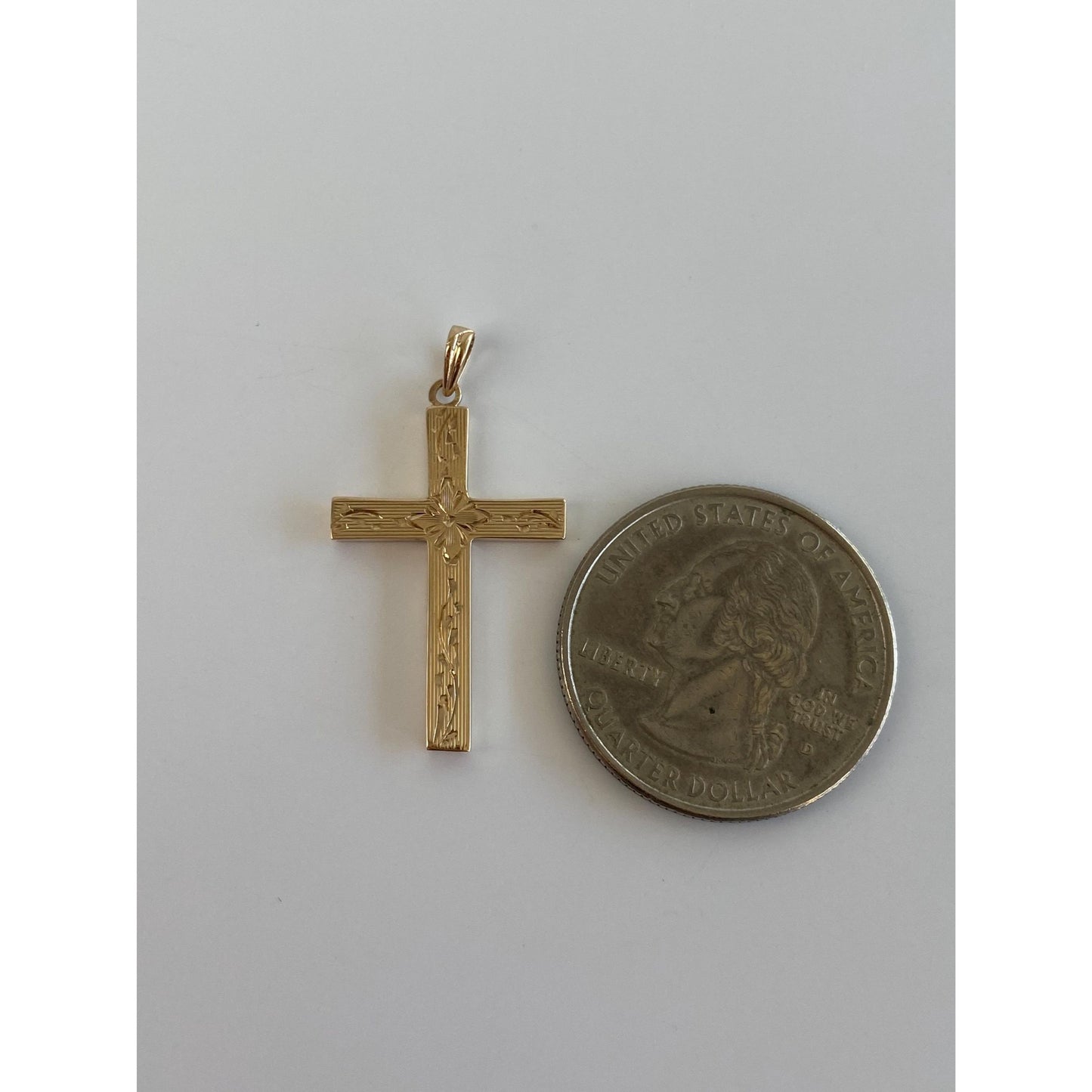 Vintage 10k Yellow Gold Engraved Scrollwork Cross Charm