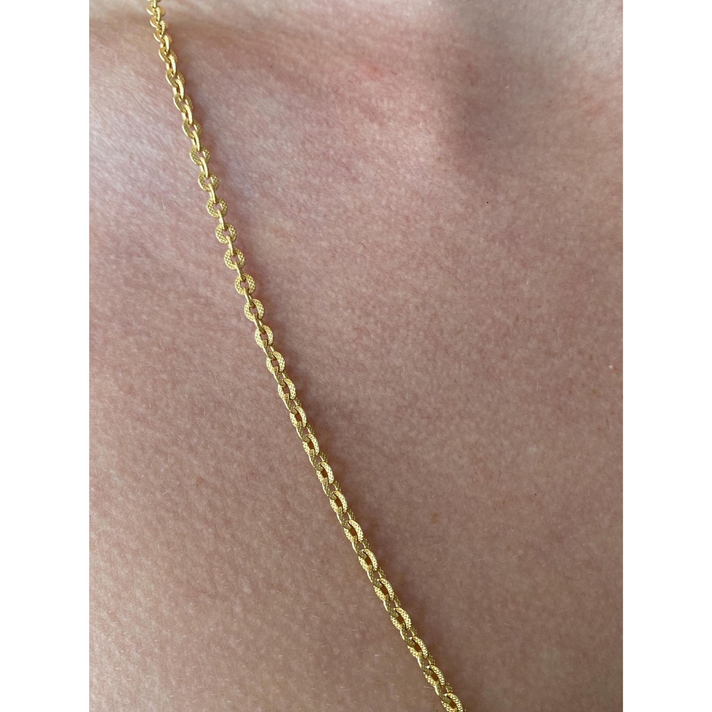 Vintage Solid 18k Yellow Gold Fancy Textured Cable Chain Necklace - 23.5 inches
