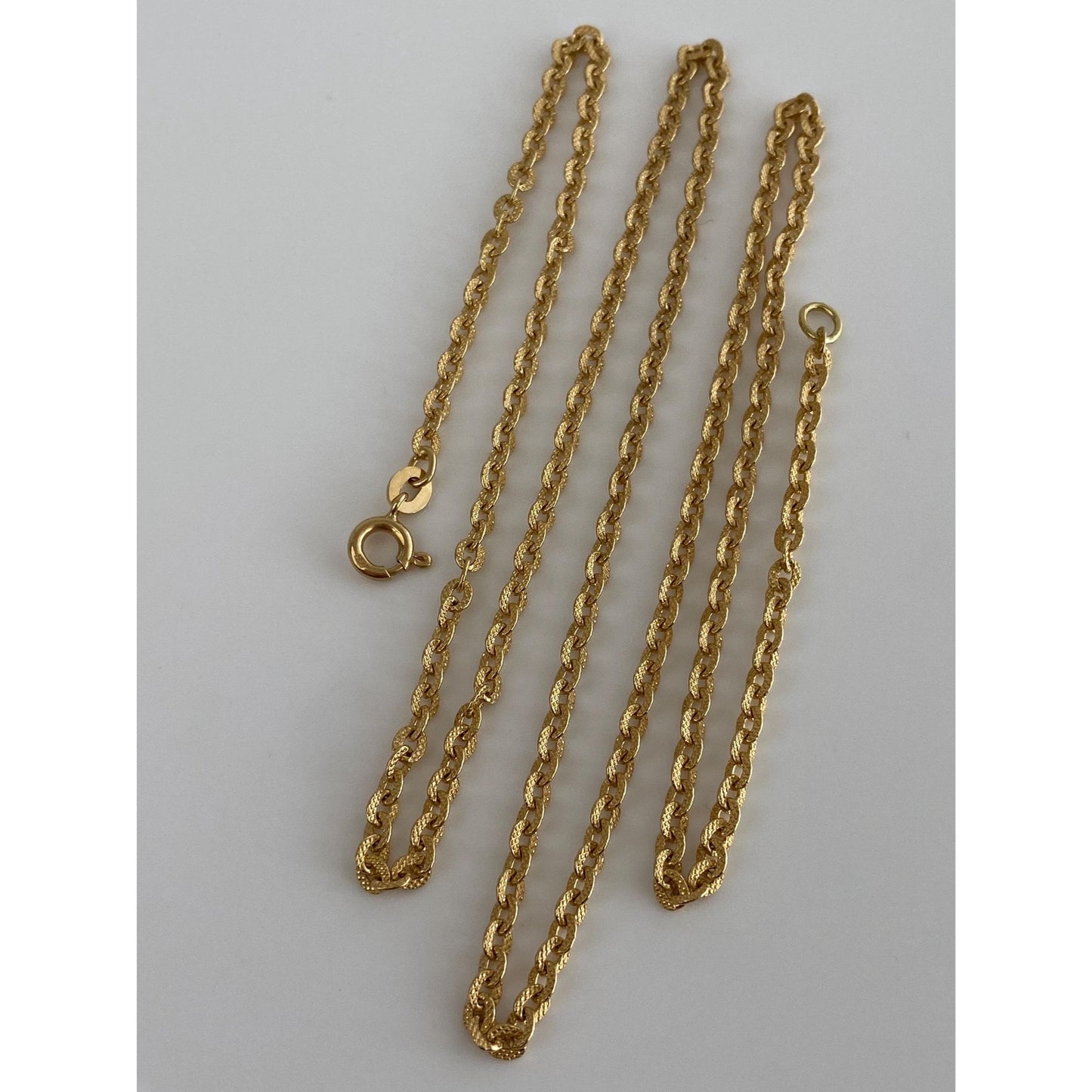 Vintage Solid 18k Yellow Gold Fancy Textured Cable Chain Necklace - 23.5 inches