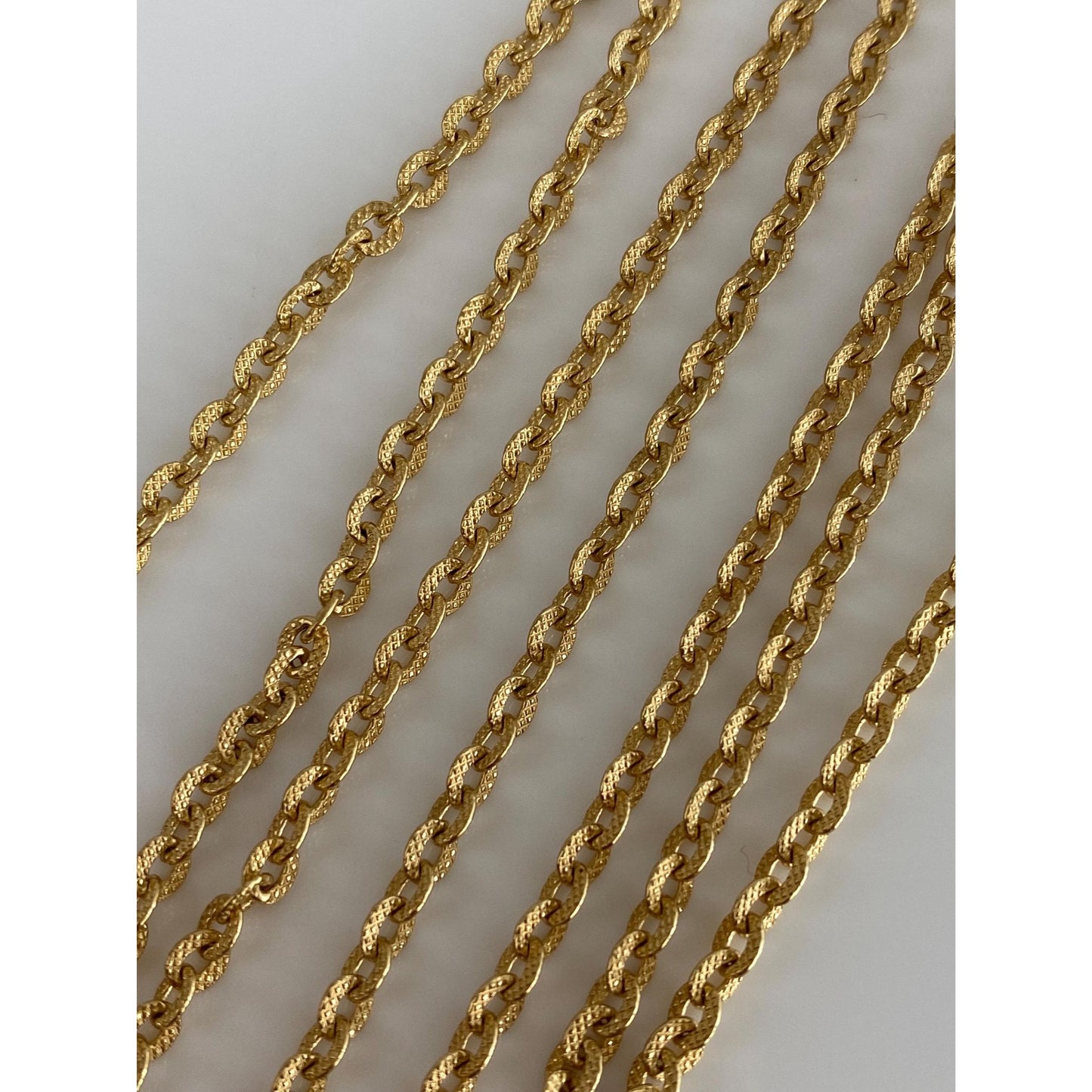 Vintage Solid 18k Yellow Gold Fancy Textured Cable Chain Necklace - 23.5 inches
