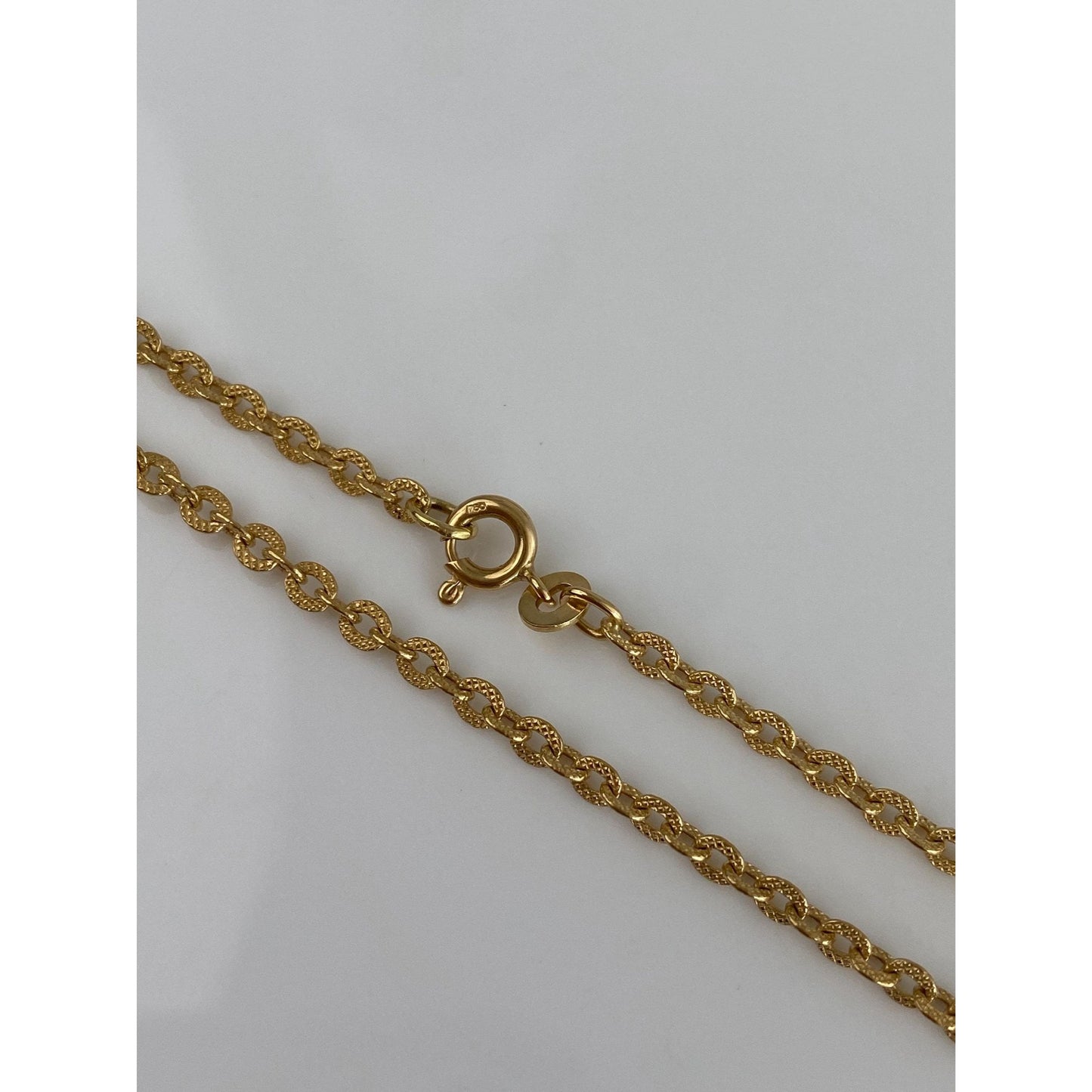 Vintage Solid 18k Yellow Gold Fancy Textured Cable Chain Necklace - 23.5 inches