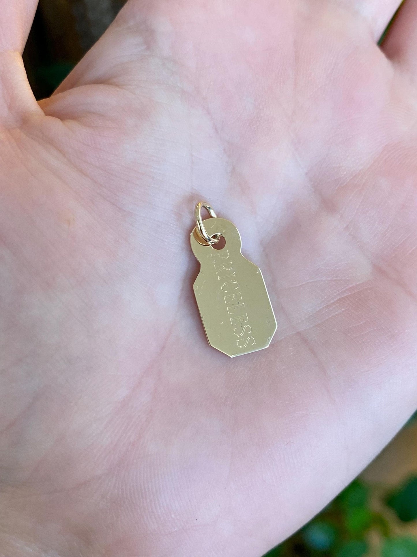 Vintage Solid 14k Yellow Gold 'Priceless' Tag Charm