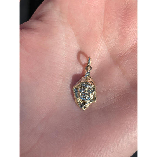 Solid 14k Yellow Gold Hooded Man Charm