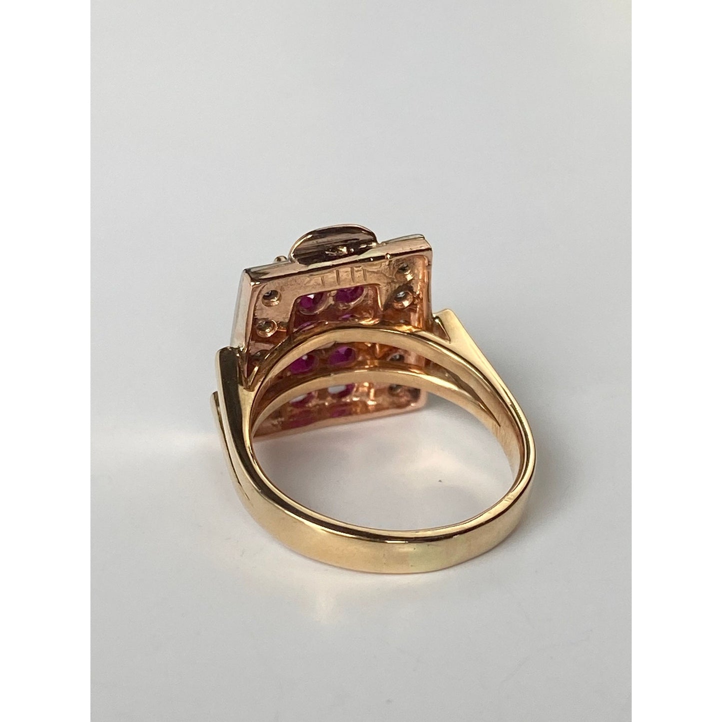 Solid 14k Rosey Gold Pink Spinel Diamond Ring - Size 4.25