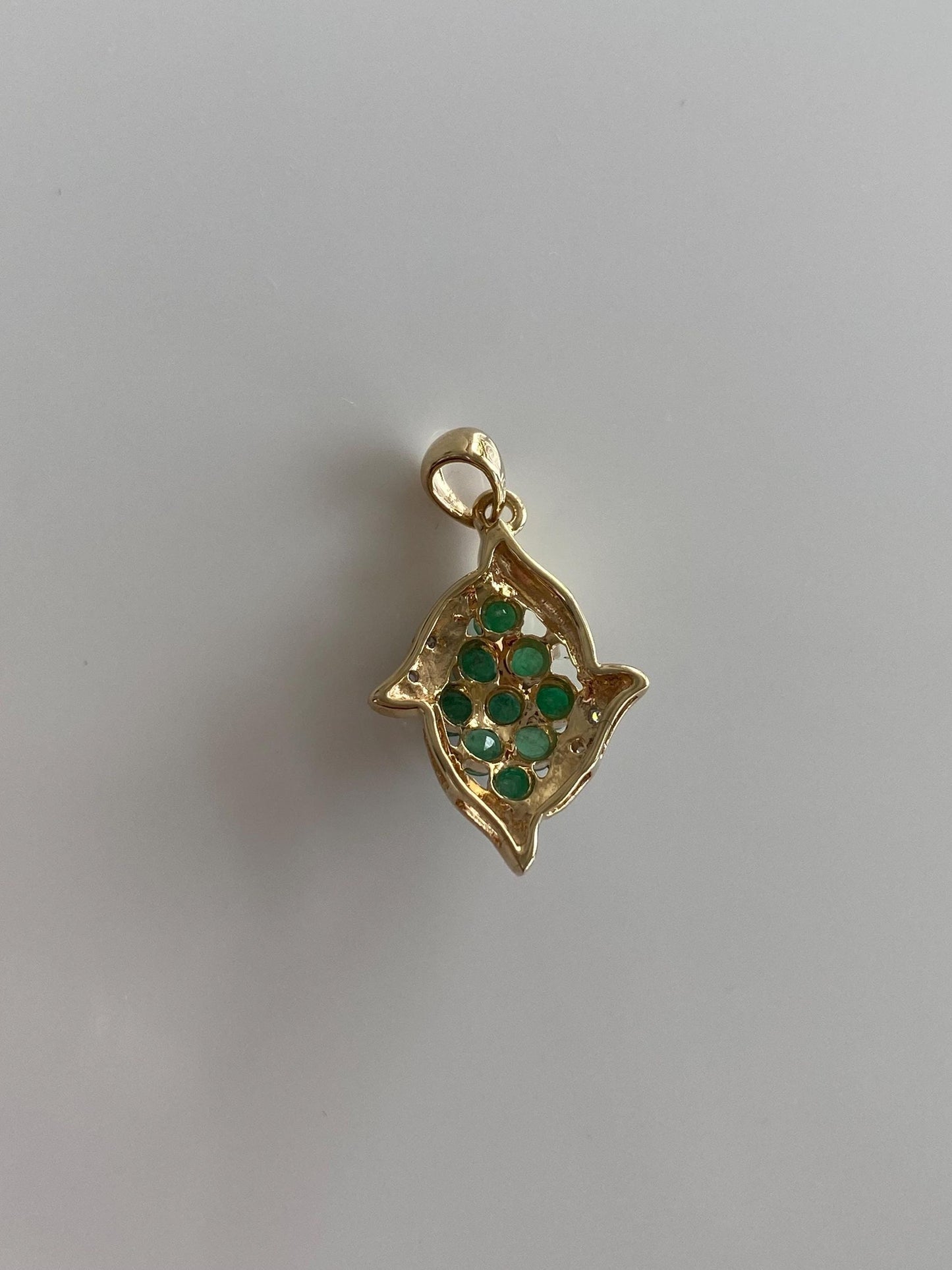 Vintage Solid 10k Yellow Gold Emerald Diamond Charm