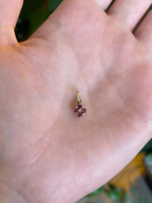 Solid 14k Yellow Gold Pink Spinel Charm