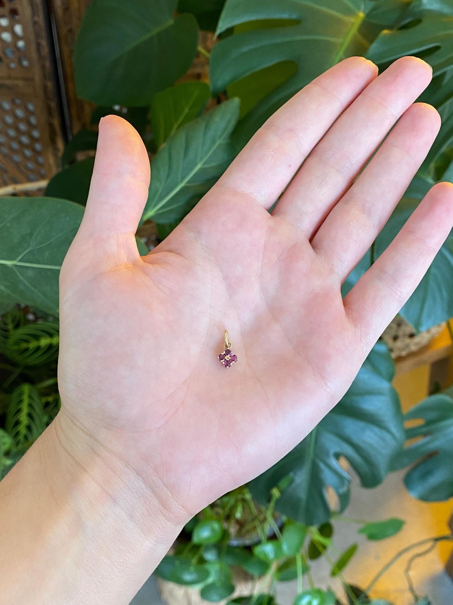 Solid 14k Yellow Gold Pink Spinel Charm