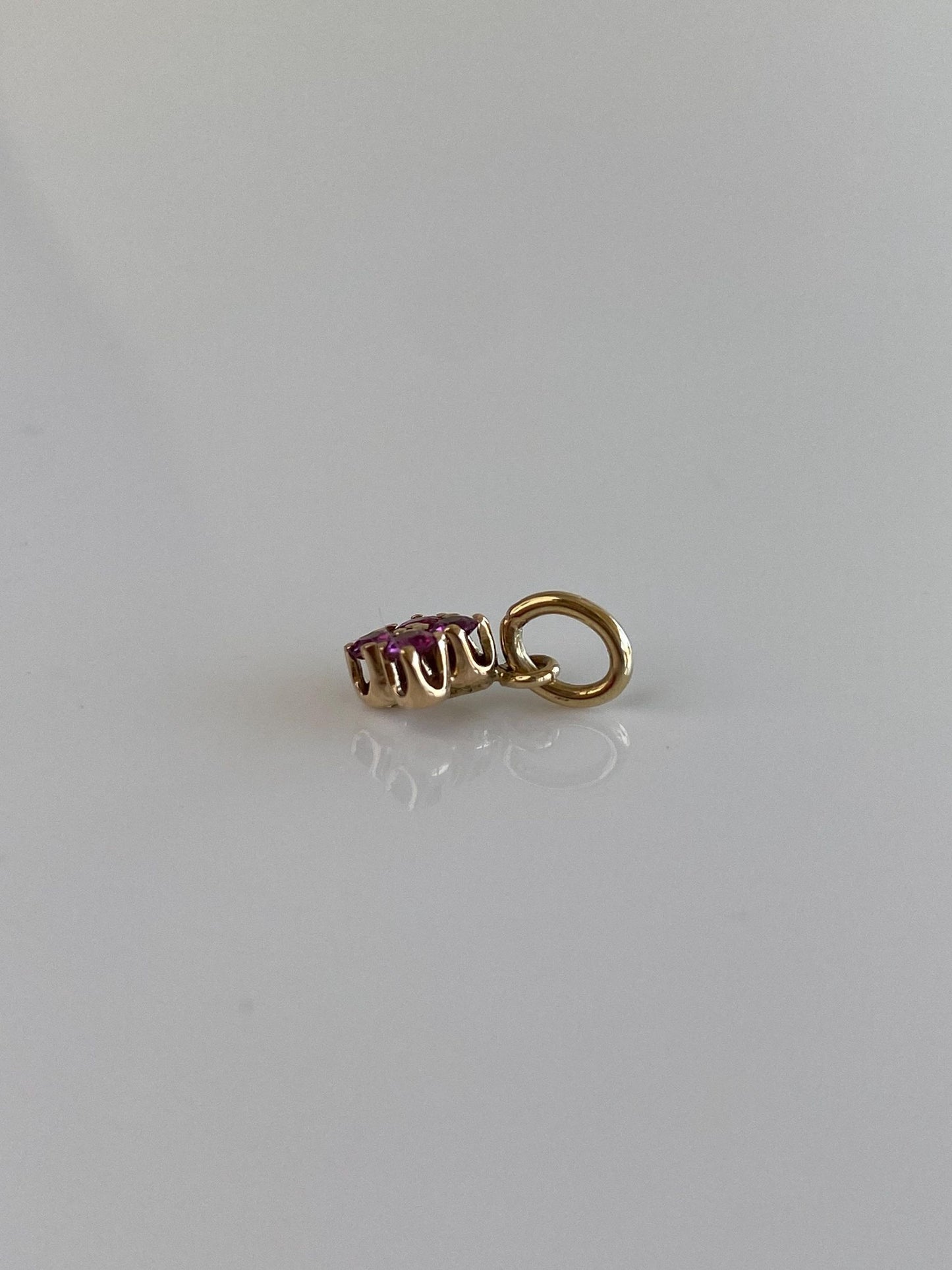 Solid 14k Yellow Gold Pink Spinel Charm