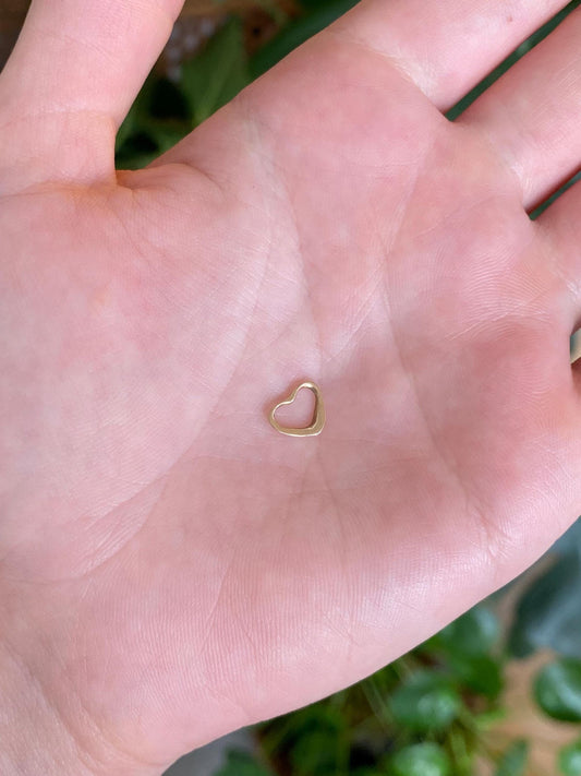 Solid 14k Yellow Gold Open Heart Slide Charm