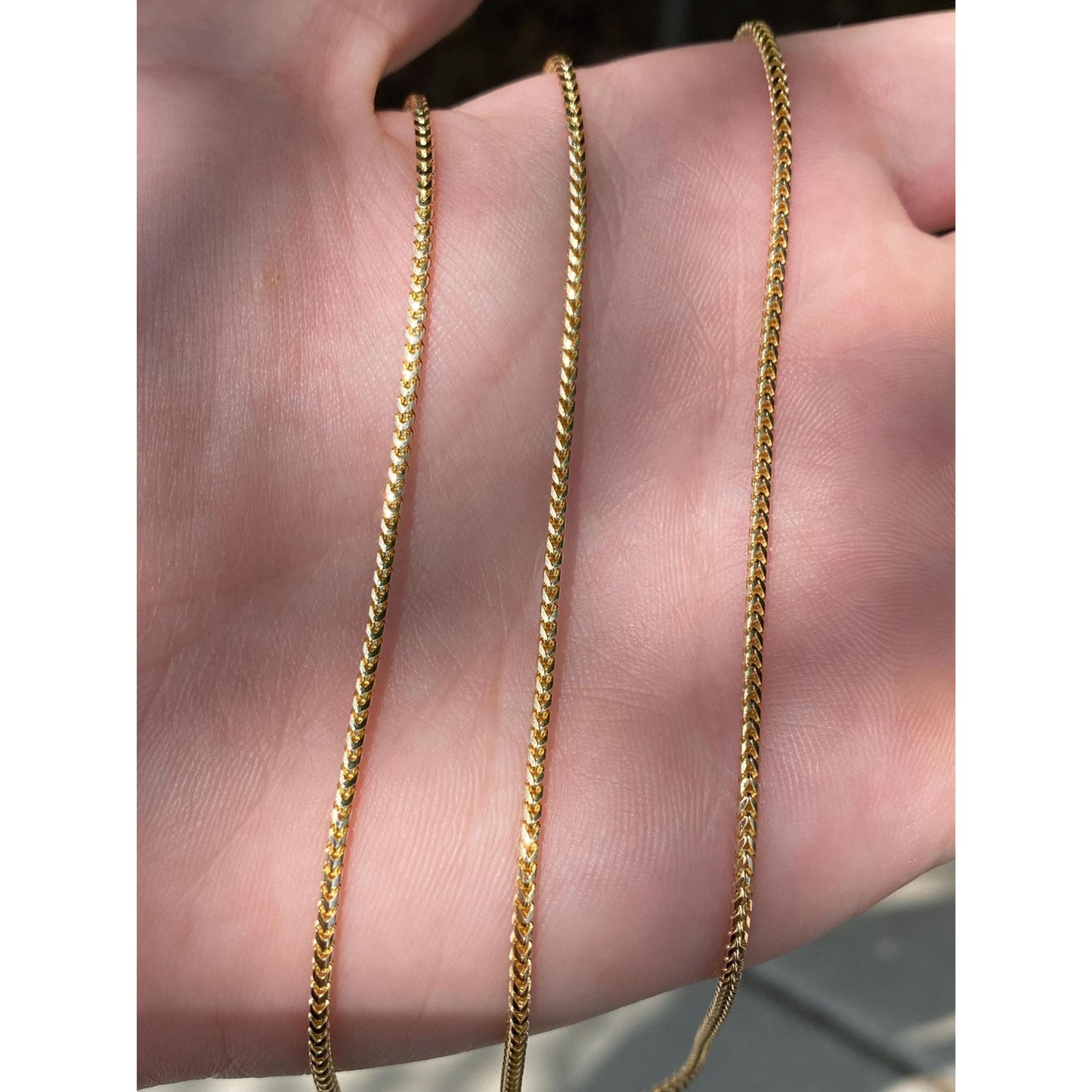 Solid 14k Yellow Gold Square Franco Wheat Chain Necklace - 23.75 inches