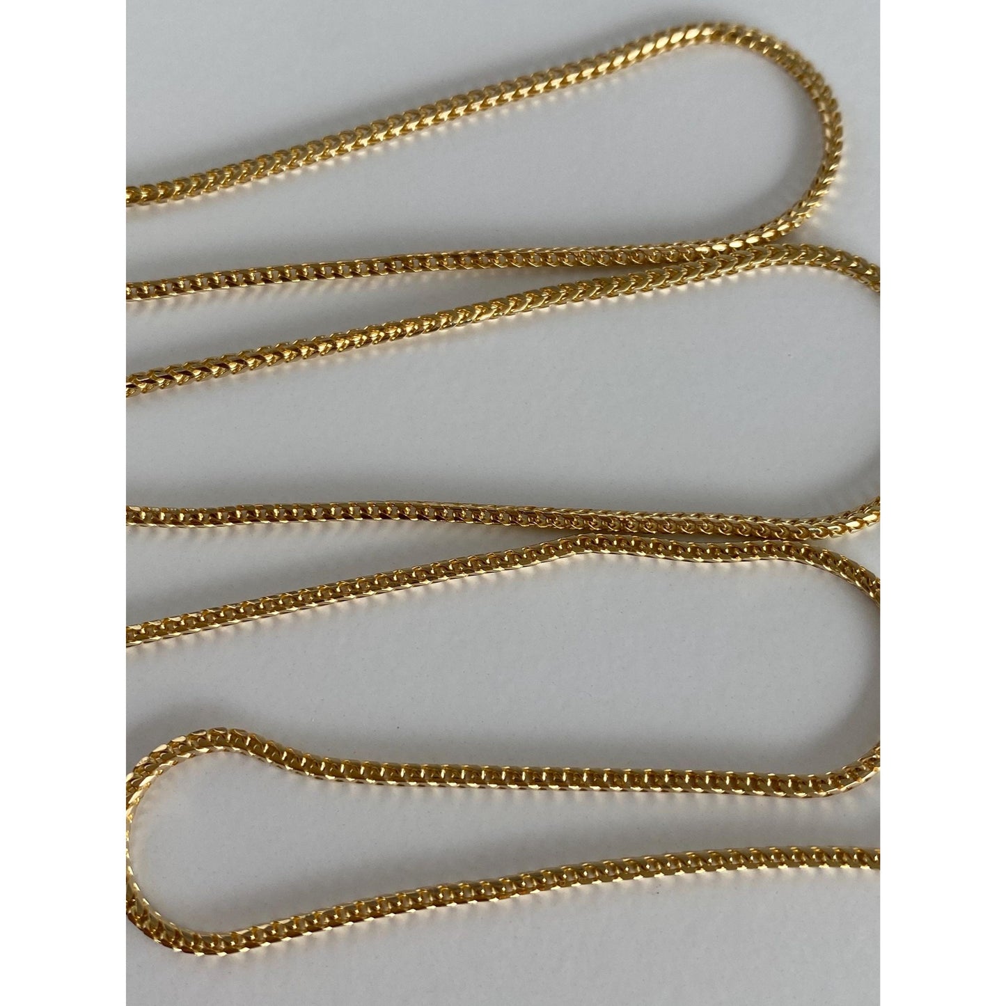 Solid 14k Yellow Gold Square Franco Wheat Chain Necklace - 23.75 inches