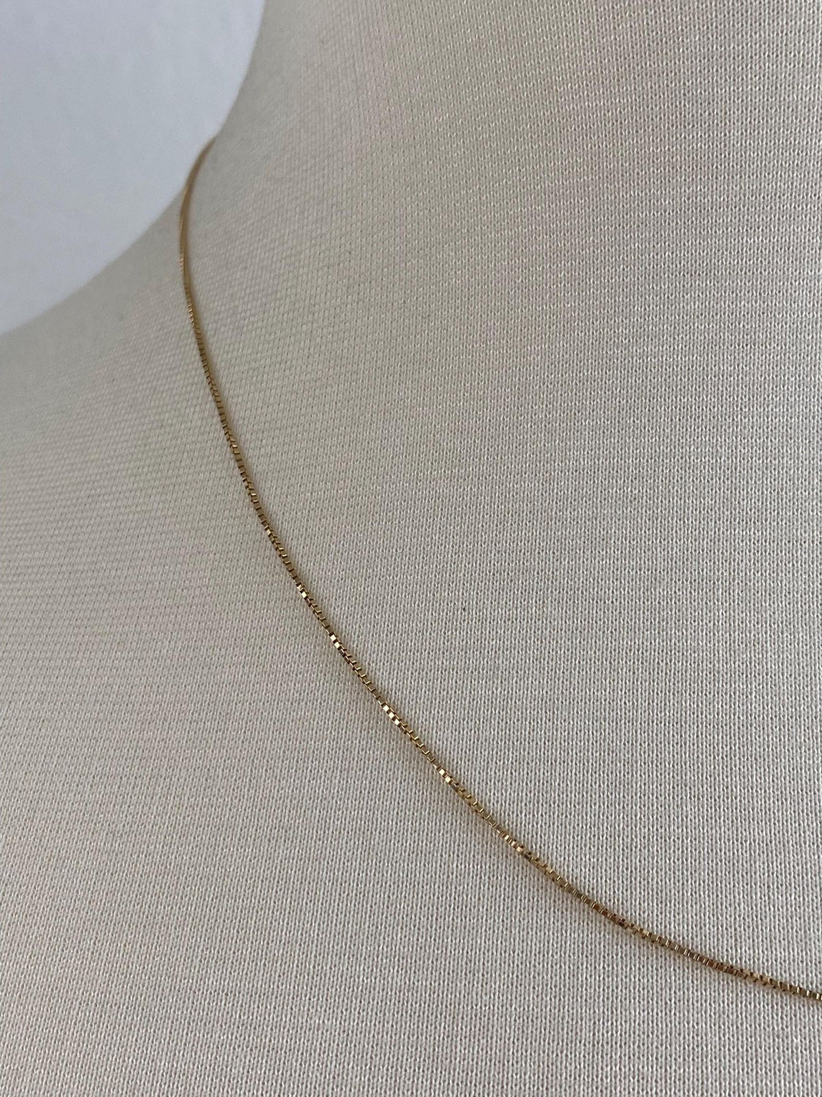 Vintage Solid 14k Yellow Gold Box Chain Necklace - 18.75 inches