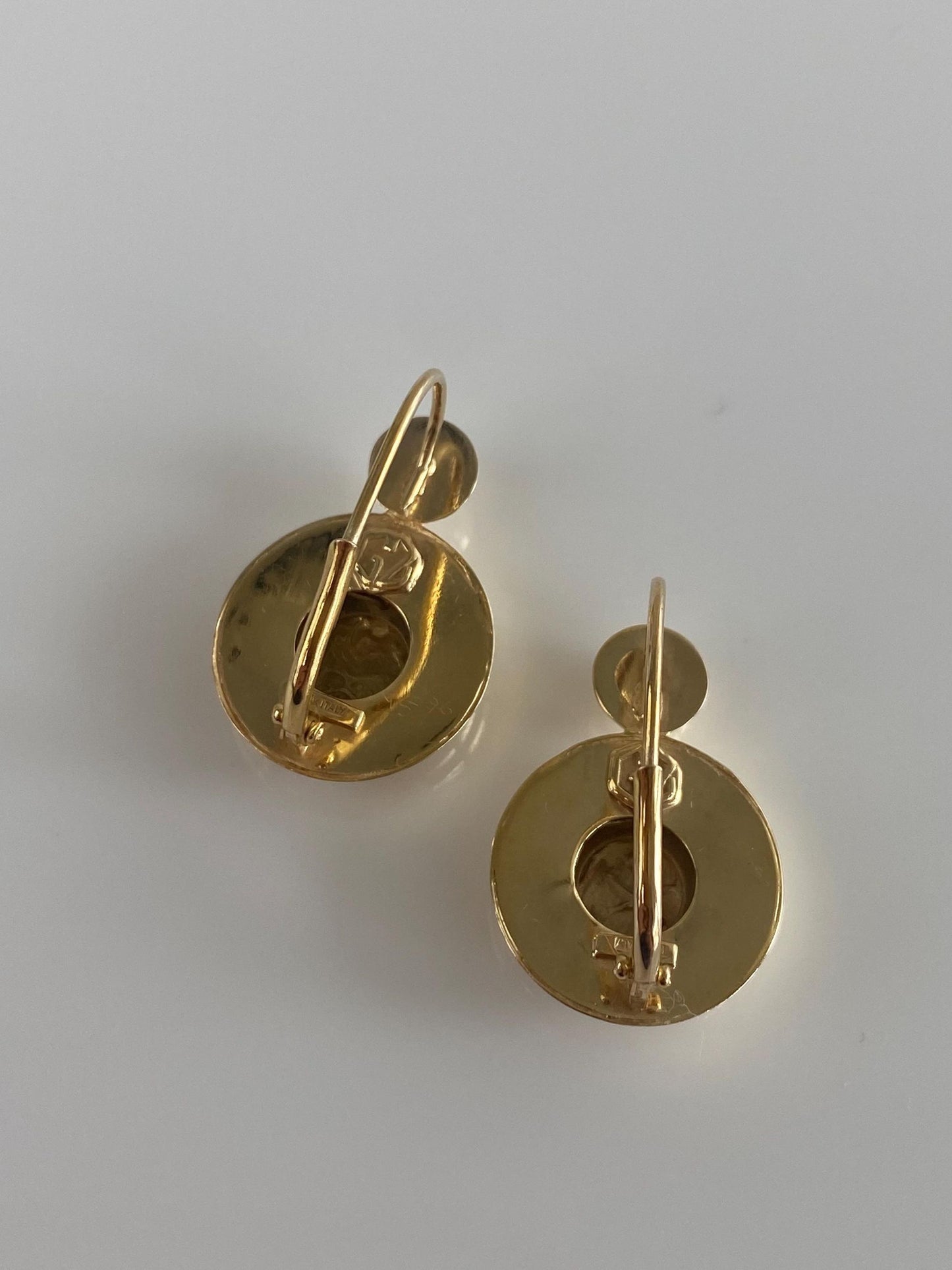Vintage 14k Yellow Gold Cherub Angel Drop Earrings
