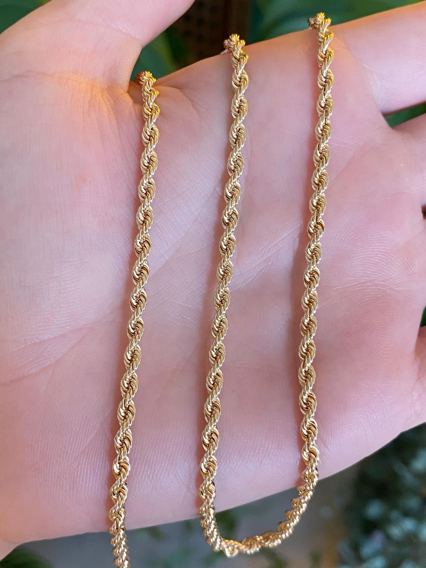 Vintage Solid 14k Yellow Gold Rope Chain Necklace - 22.25 inches
