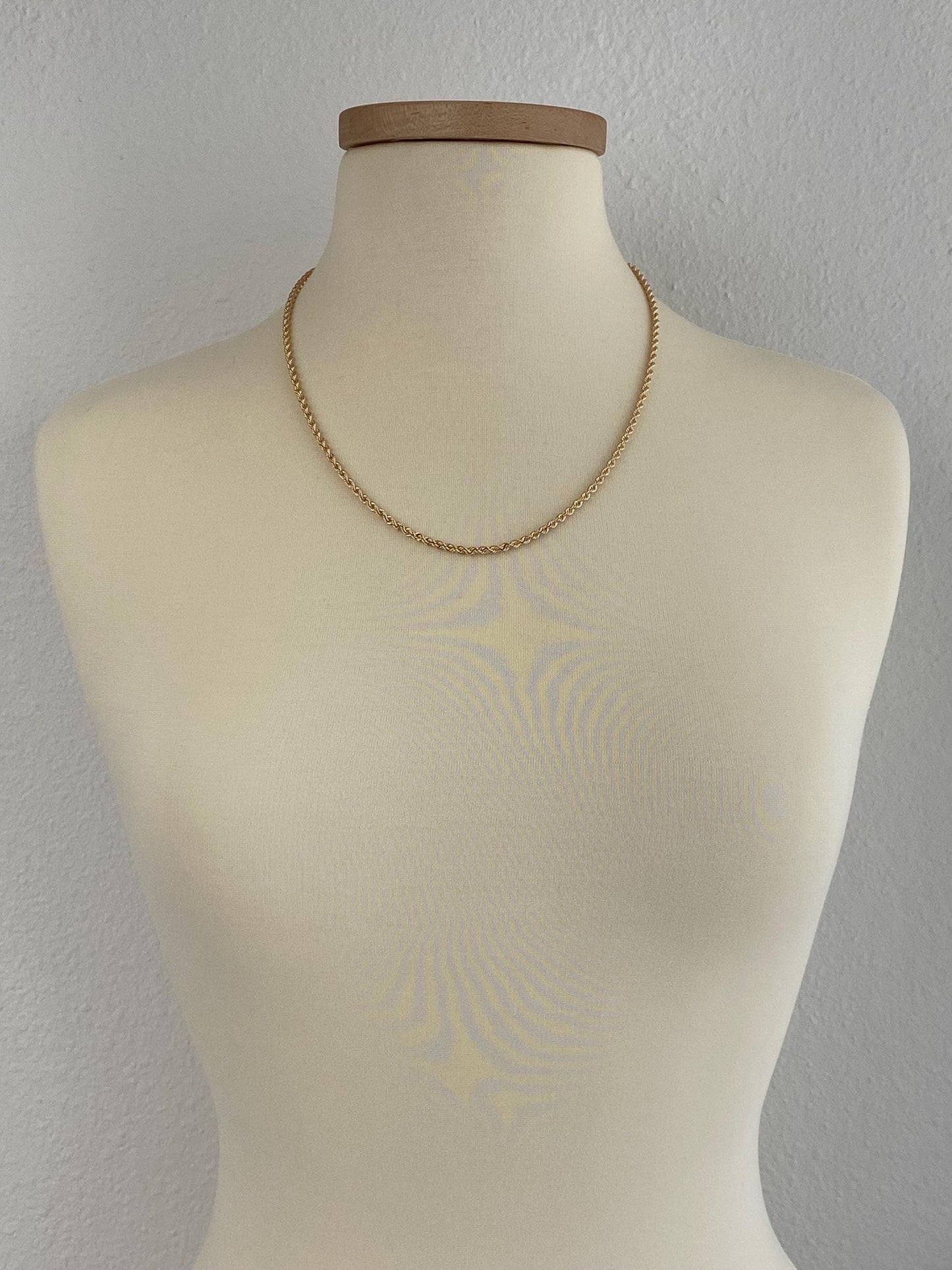 Vintage Solid 14k Yellow Gold Rope Chain Necklace - 22.25 inches