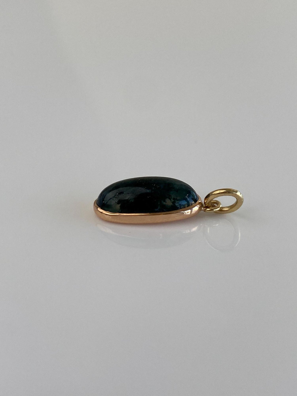 Vintage Solid 14k Yellow Gold Moss Agate Stick Pin Conversion Charm