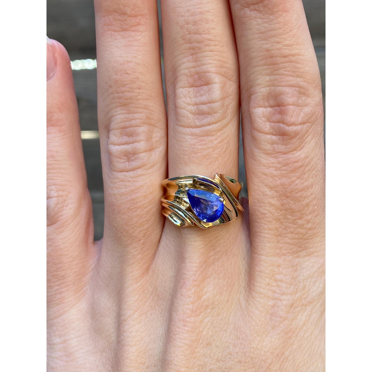 Solid 14k Yellow Gold Lavender Cubic Zirconia Ring Band - Size 6