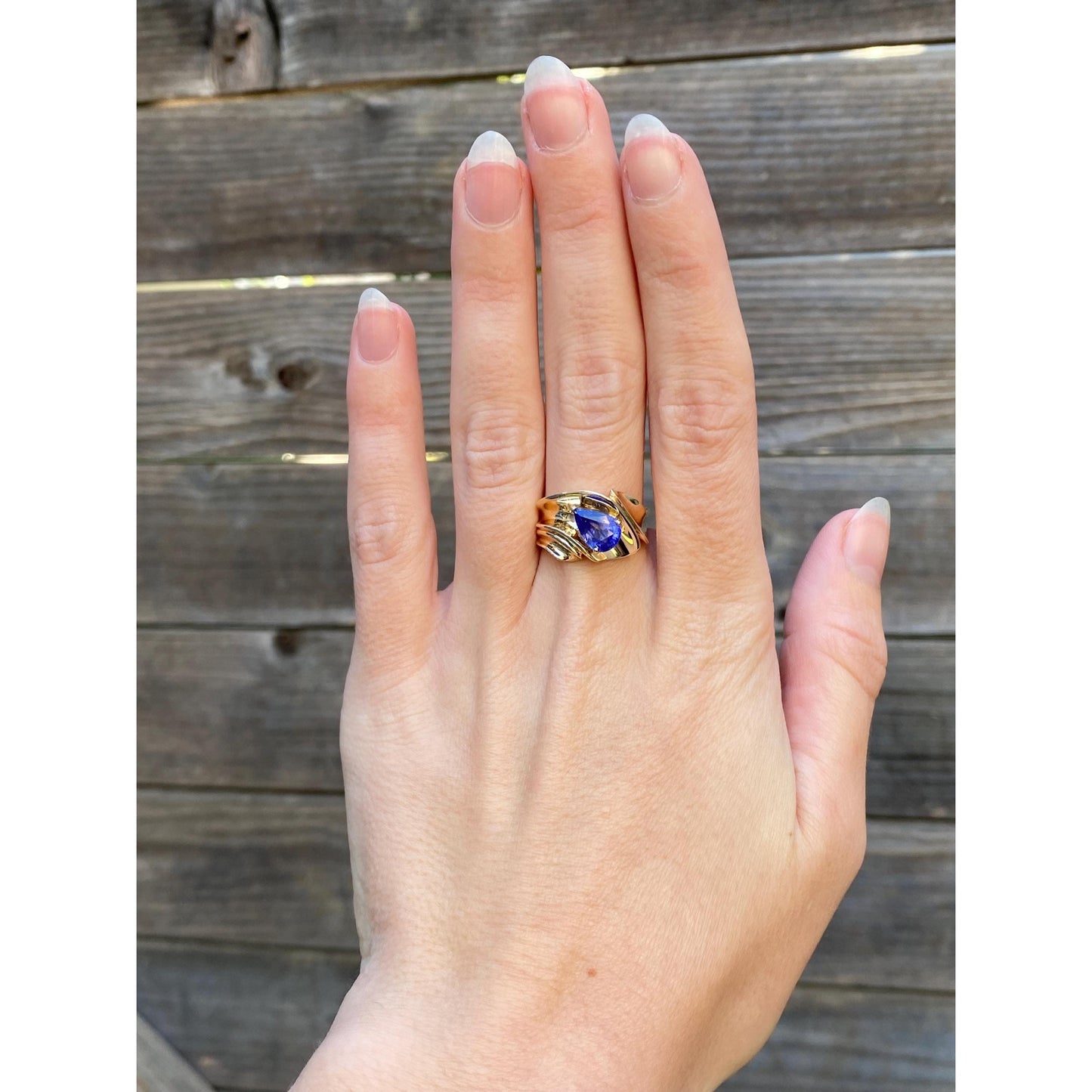 Solid 14k Yellow Gold Lavender Cubic Zirconia Ring Band - Size 6