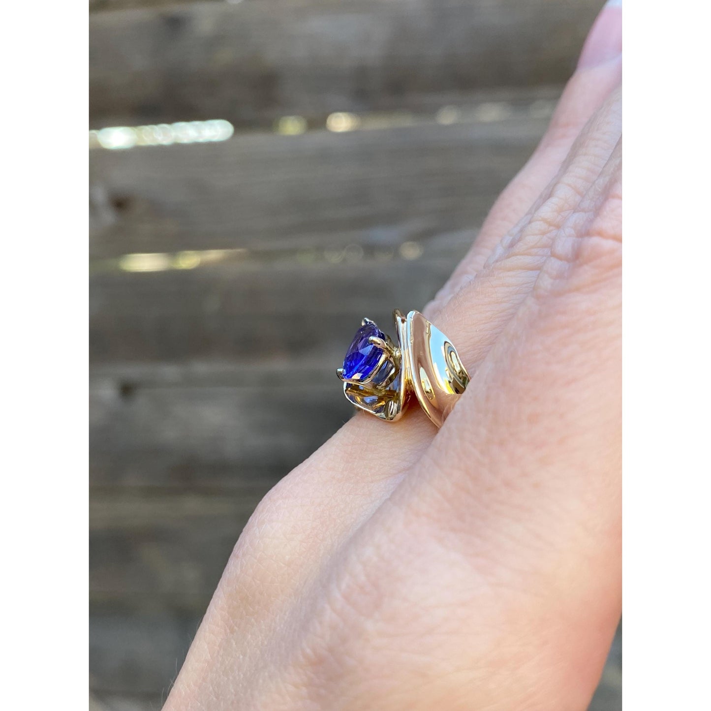 Solid 14k Yellow Gold Lavender Cubic Zirconia Ring Band - Size 6