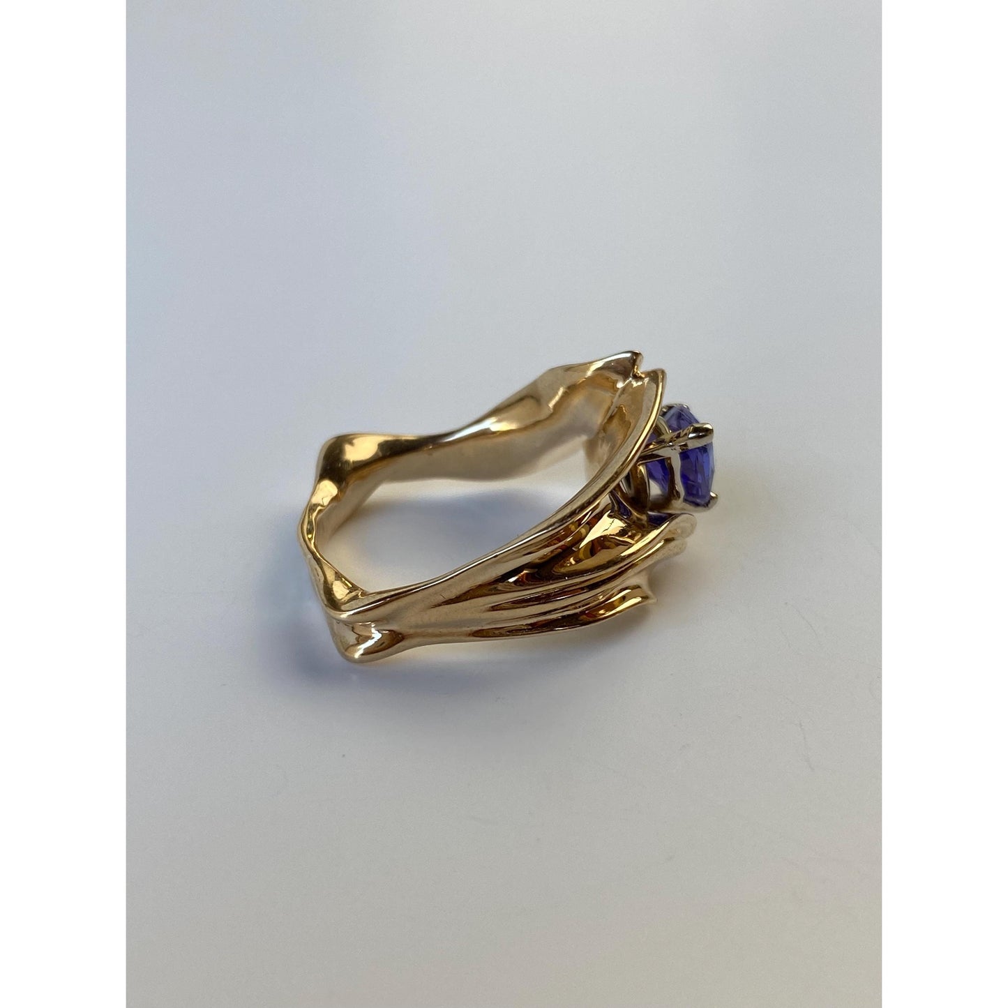 Solid 14k Yellow Gold Lavender Cubic Zirconia Ring Band - Size 6