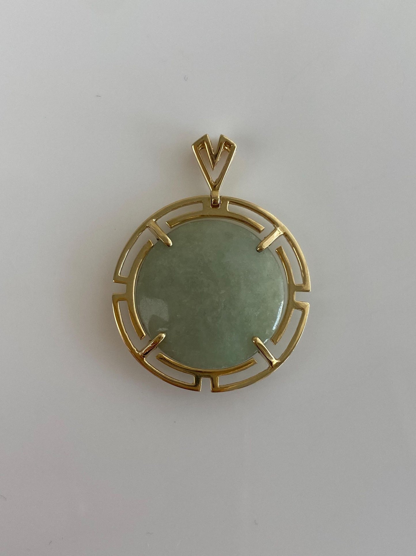 Vintage Solid 14k Yellow Gold Jade Charm